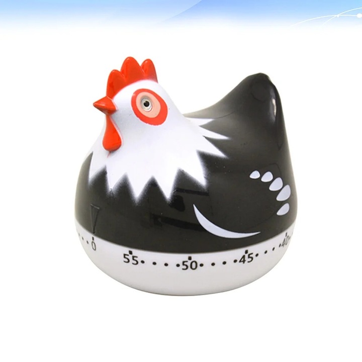 Timer de bucatarie mecanic, set, plastic, negru, 6.5x6.6x6.7cm