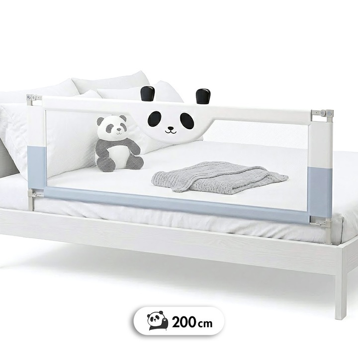 Bariera de protectie pentru pat 200cm, Ridicabil & Detasabil，Inaltime reglabila 72-100 cm, Interconectabil