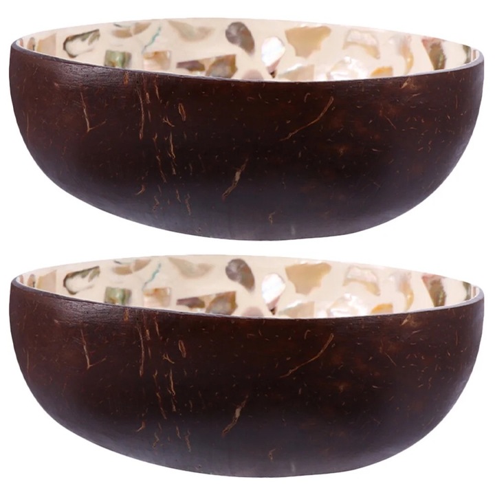 Set 2 boluri din coaja de nuca de cocos, Multicolor