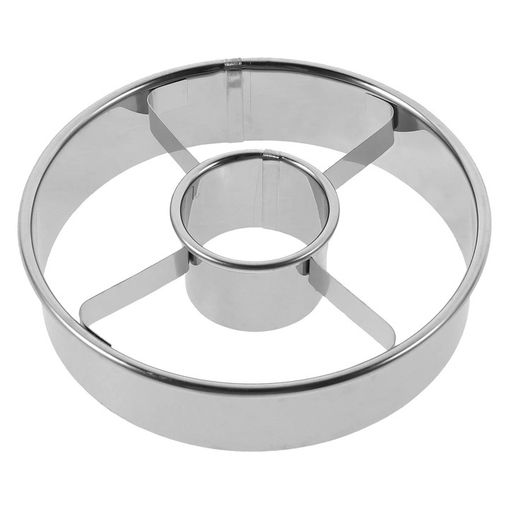 Set 2 forme prajituri din inox pentru gogosi, argintii, 9.80x9.80x2.40cm