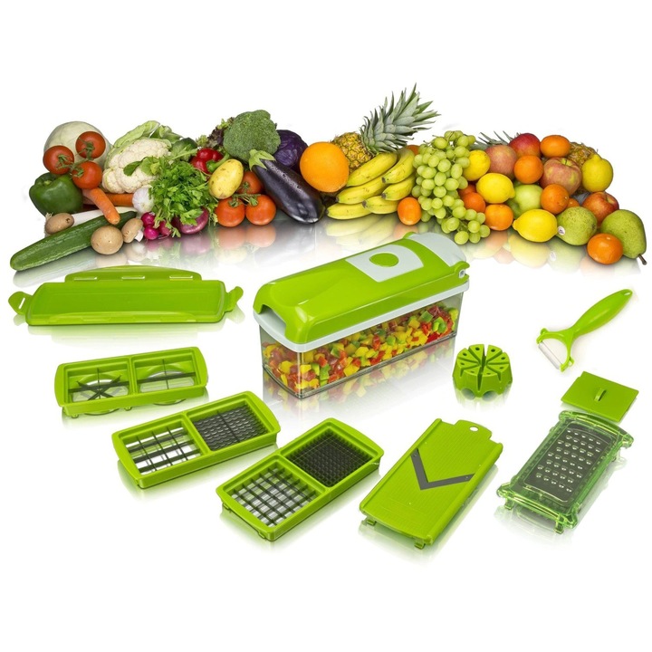 Tocator de legume, 16in1, Gri/Verde