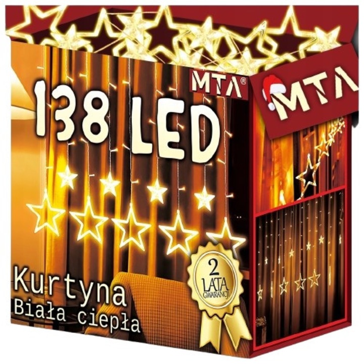 MTA LED függöny, 8 világítási mód, többszínű, 2x3m