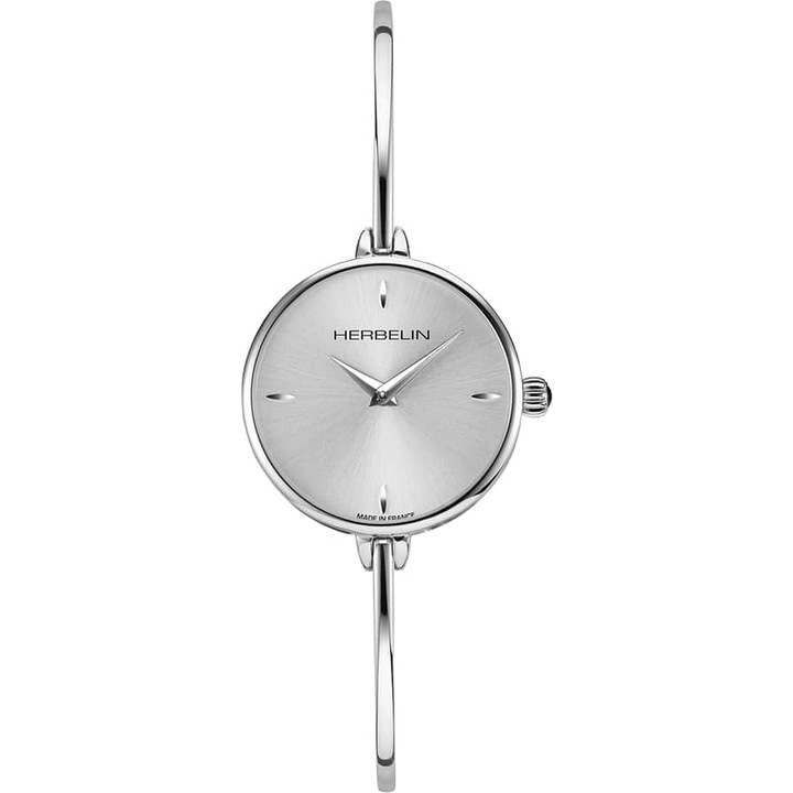 Ceas Herbelin, model 17206/B11, quartz, gri, argint, bratara subtire, 3 ATM