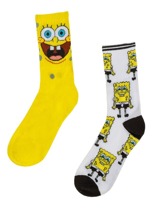 Мъжки спортни чорапи Спондж Боб - 2 чифта, Елегантни, жълт/бял