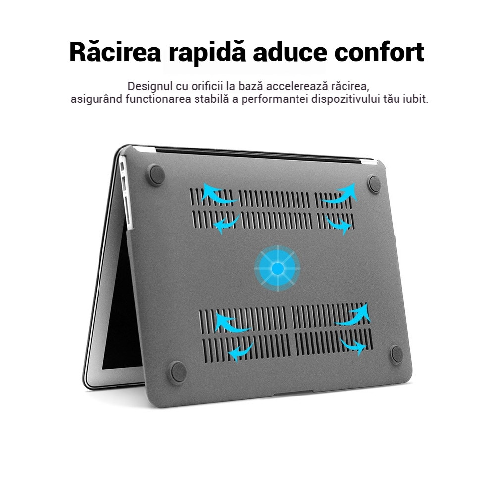 Carcasa pentru Macbook Pro 13.6 inch，Husa laptop Fudisenn ®pentru MacBook Air 13.6 inch M2, anti-amprente, rezistenta la zgarieturi, gri mat