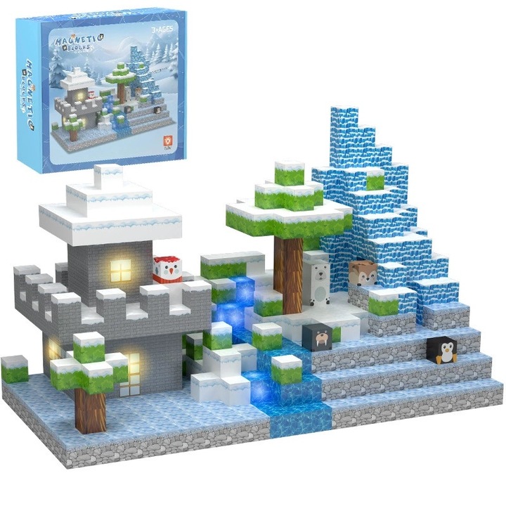 Mágneses építőjáték - 138 darabos, LYCENXI, többszínű, 23,6x6,5x21cm, 3+ éves kortól