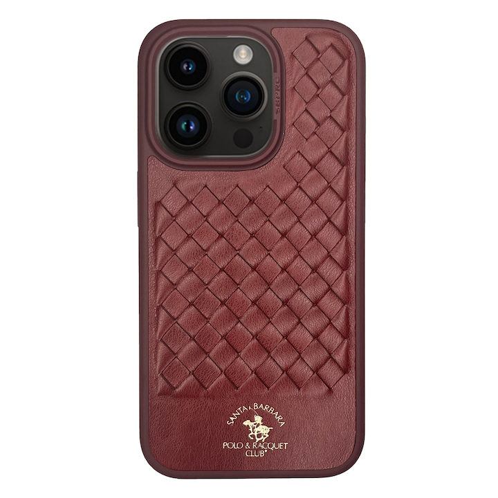 Prémium iPhone 15 tok Santa Barbara Polo & Racquet Club Ravel Red, Eco-bőr