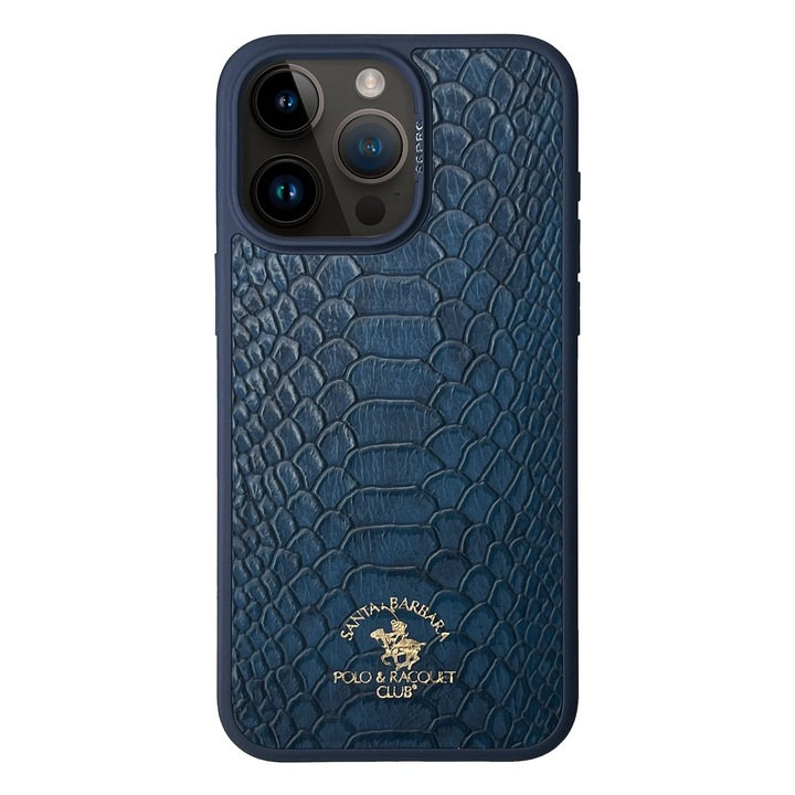 Prémium tok iPhone 15 Pro Max Santa Barbara Polo & Racquet Club Knight Navy telefonhoz, Eco-bőr