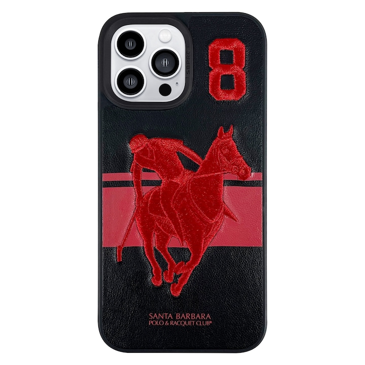 Prémium tok iPhone 14 Pro Max Santa Barbara Polo & Racquet Club Garner Black telefonhoz, hímzés