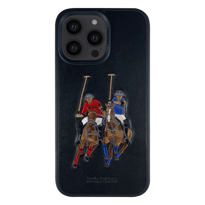 Prémium tok iPhone 14 Santa Barbara Polo & Racquet Club Jockey Black telefonhoz, hímzés