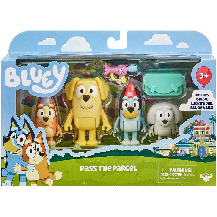 Комплект от 4 фигурки Bluey - Pass The Parcel