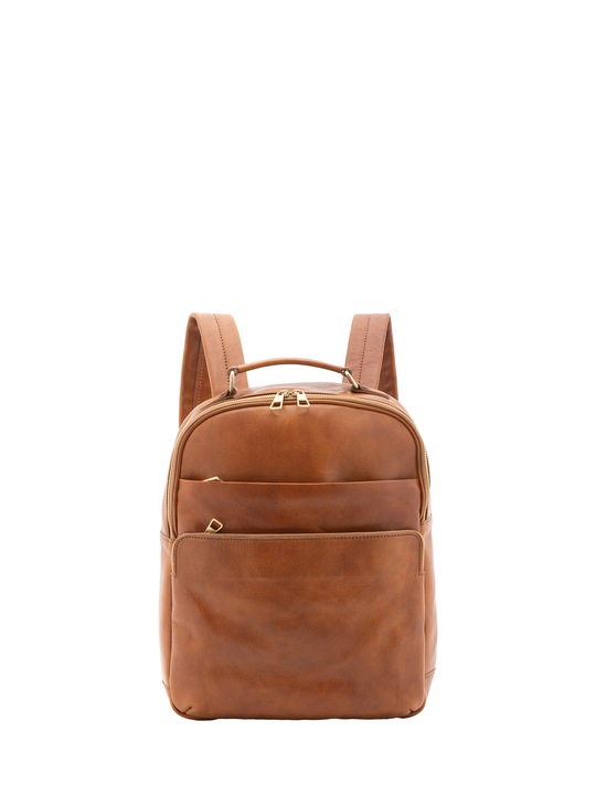 Alessia Firenze, Rucsac de piele cu compartimente multiple, Caramel