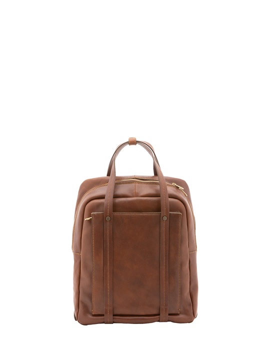 Alessia Firenze, Rucsac unisex de piele cu manere, Maro