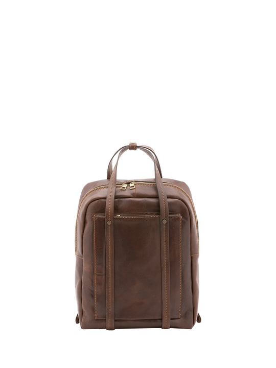 Alessia Firenze, Rucsac unisex de piele cu manere, Maro taupe