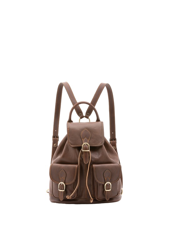 Alessia Firenze, Rucsac de piele cu buzunare cu clapa, Maro taupe