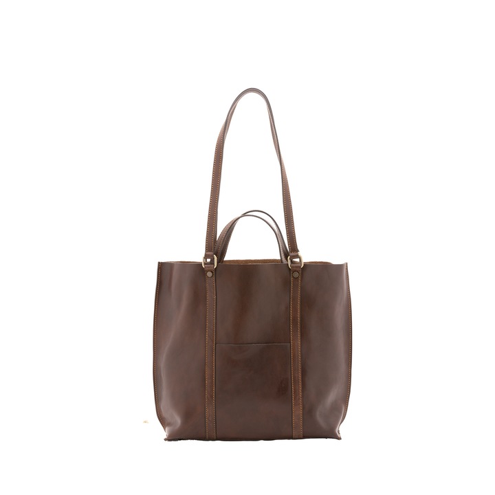 Alessia Firenze, Geanta de piele cu bareta de umar, Maro inchis