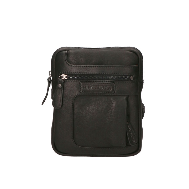 Hill Burry, Geanta crossbody cu buzunare exterioare, Negru