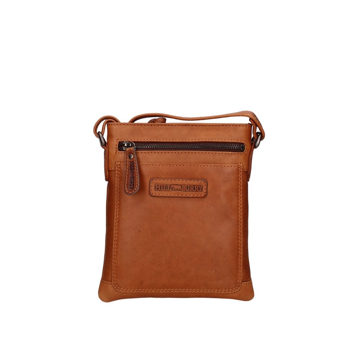 Hill Burry, Geanta crossbody de piele cu logo in relief, Maro