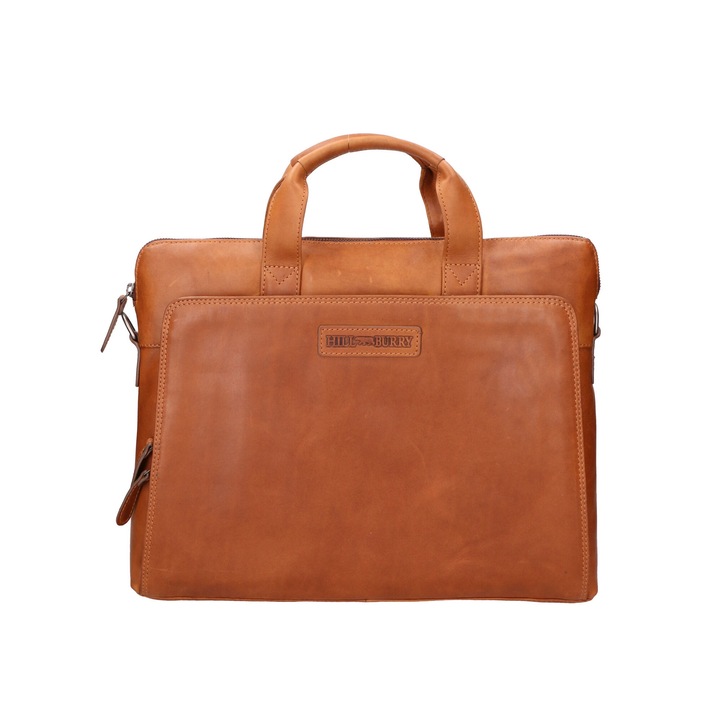 Hill Burry, Geanta messenger de piele cu bareta detasabila, Maro