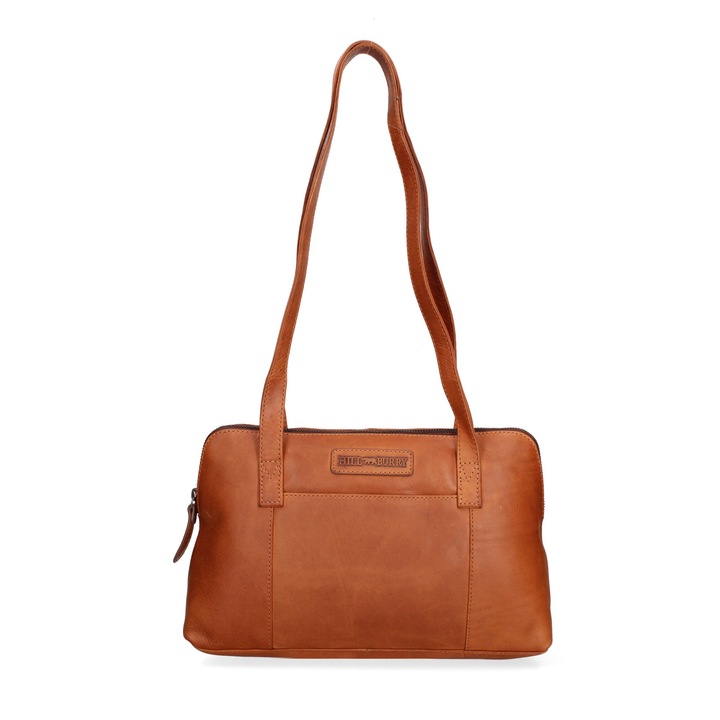 Hill Burry, Geanta uni de piele cu bareta de umar, Maro