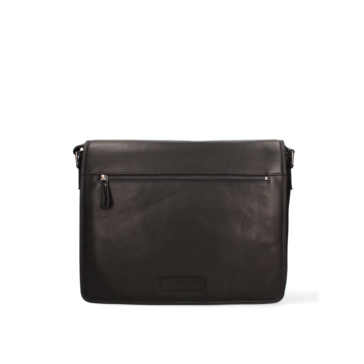 Hill Burry, Geanta uni crossbody de piele cu bareta ajustabila, Gloss black
