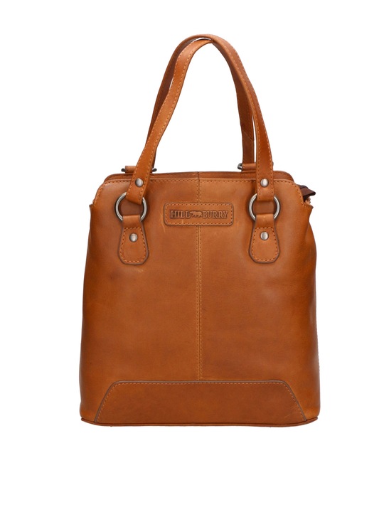 Hill Burry, Geanta de piele cu bareta de umar, convertibila in rucsac, Maro