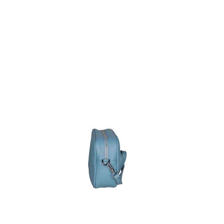 Virginia Rhinè, Geanta crossbody din piele cu monograma in relief, Turcoaz