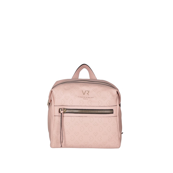 Virginia Rhinè, Rucsac din piele cu fermoar si barete ajustabile, Roz