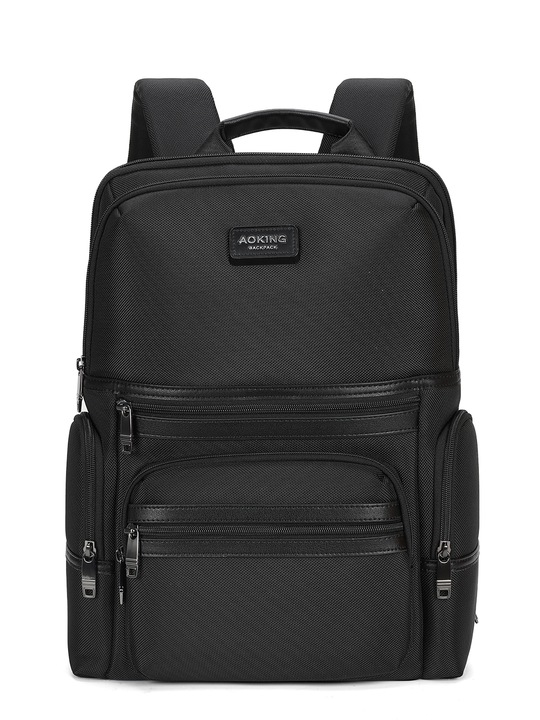 Aoking, Rucsac cu buzunare multiple si fermoar, Negru