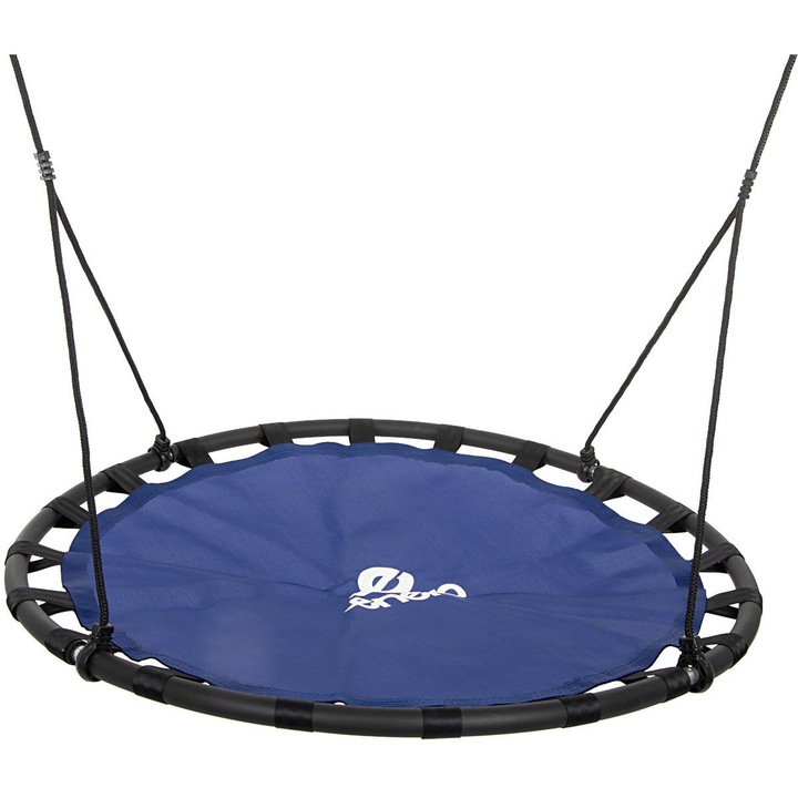 Градинска люлка Bocianie Gniazdo 120 см, синьо-черна, капацитет 150 кг, регулируема височина 140-190 см