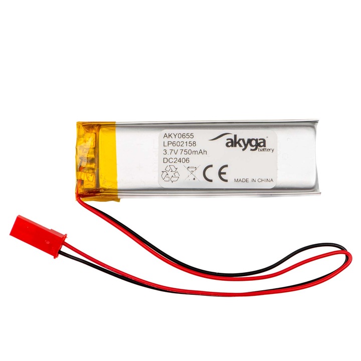 Baterie Li-Po Akyga LP602158 3.7V, 750mAh, PCM, 150mm, 2 pini