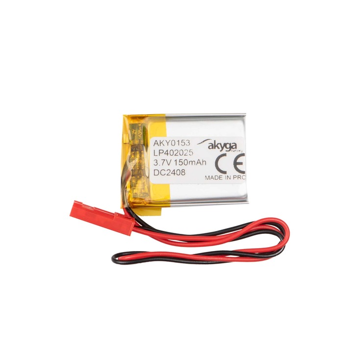 Baterie Li-Polymer Akyga 3.7V 150mAh cu conector JST 2 pini 150mm