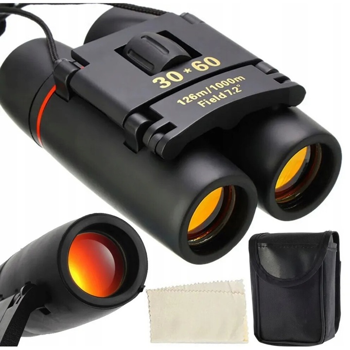 Binoclu MG Zoom 12x, waterproof, negru, 9x6x4cm, set cu etui si stergator