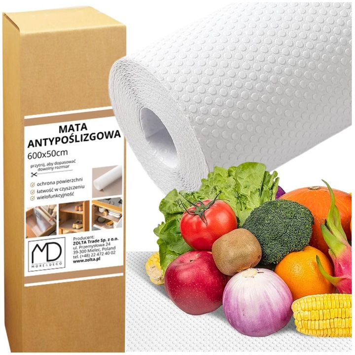 Противоплъзгаща подложка More&Deco бял 600x50см за кухня, офис, рафтове, шкафове