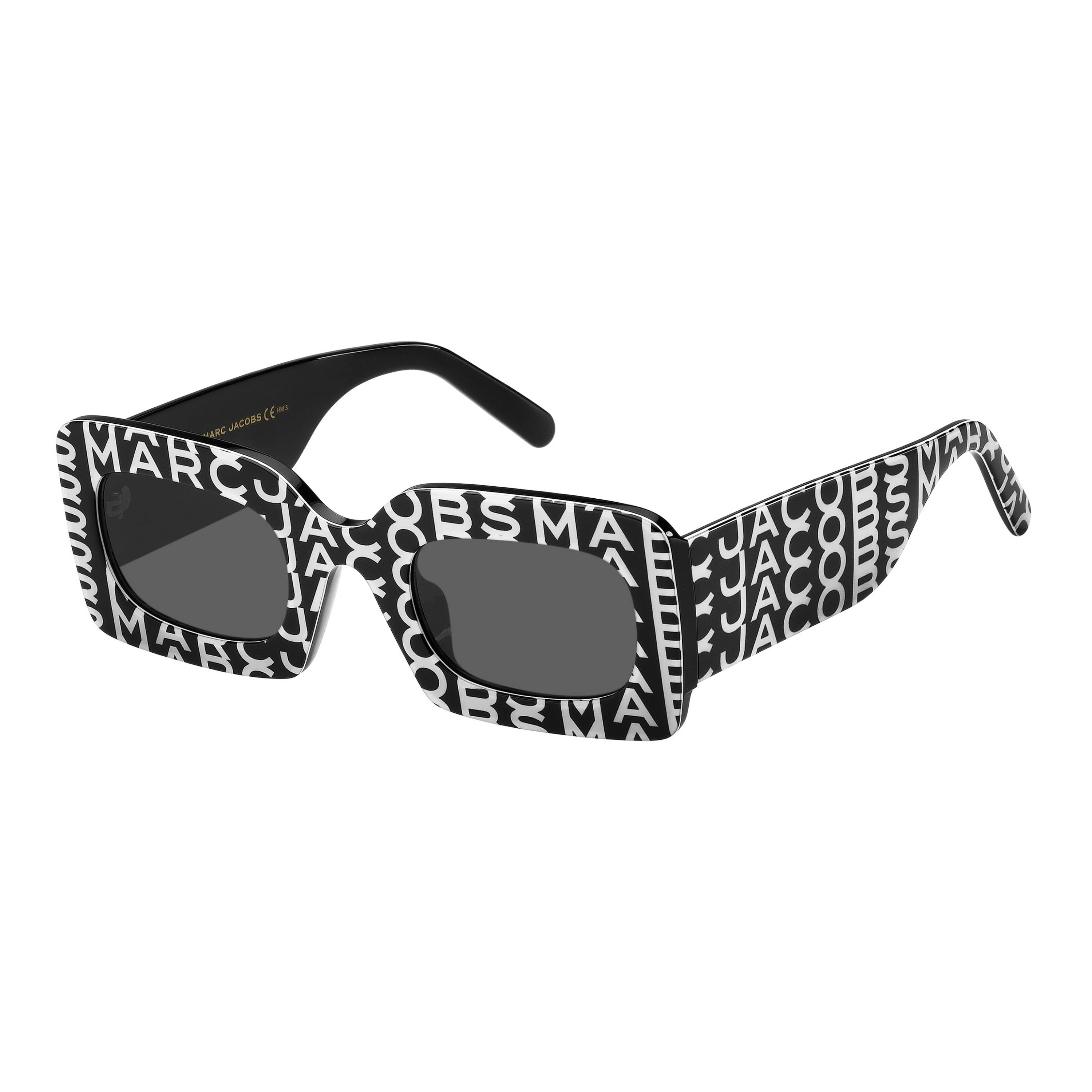 Marc Jacobs, Ochelari de soare patrati cu aspect masiv, Alb, Negru, 50-27-145