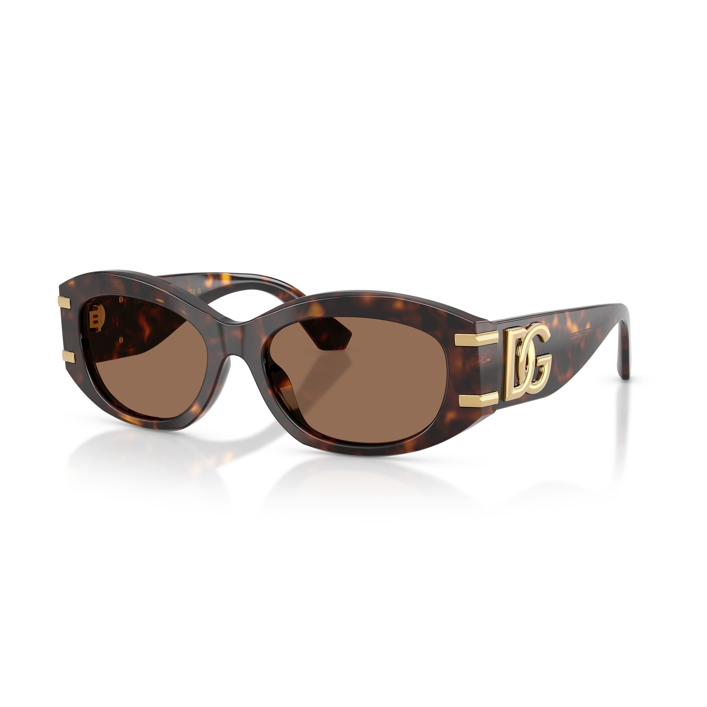 Dolce & Gabbana, Ochelari de soare ovali cu logo, Auriu, Maro, 55-18-145