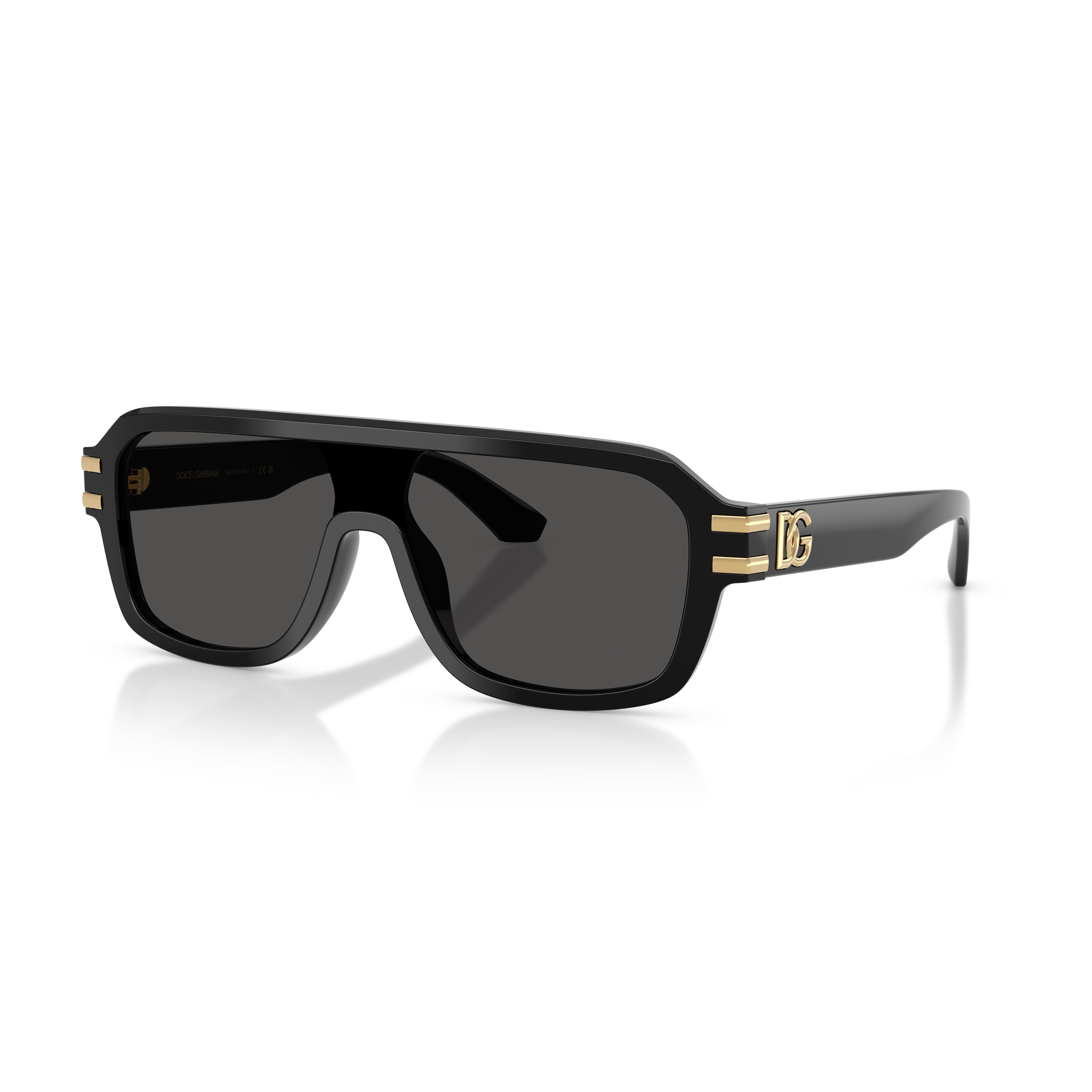 Dolce & Gabbana, Ochelari de soare shield cu logo, Negru, 127-00-145