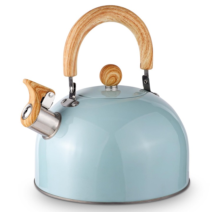 Fierbator de ceai VARLEAS, inox, 2.6 litri, verde, maner pliabil, capacitate maxima de fierbere 2.4 litri