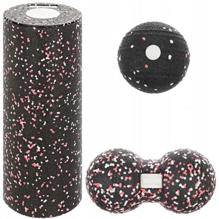 Set de masaj 5 elemente, Azaris, roller 33x14cm, minge 8cm, multicolor