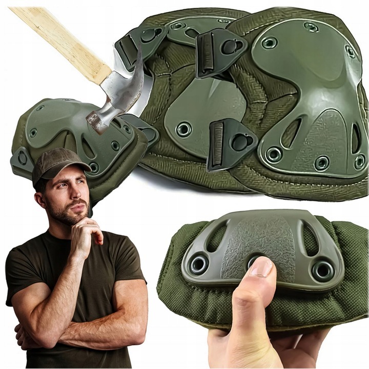 Set Ochranitei Tacice pentru Genunchi si Coate, Azaris, Verde, Dimensiuni: 20x15cm, 17,5x14cm