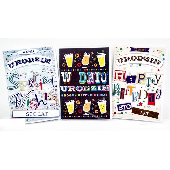 Felicitari colorate cu brocart si holograf, 14x20cm, set