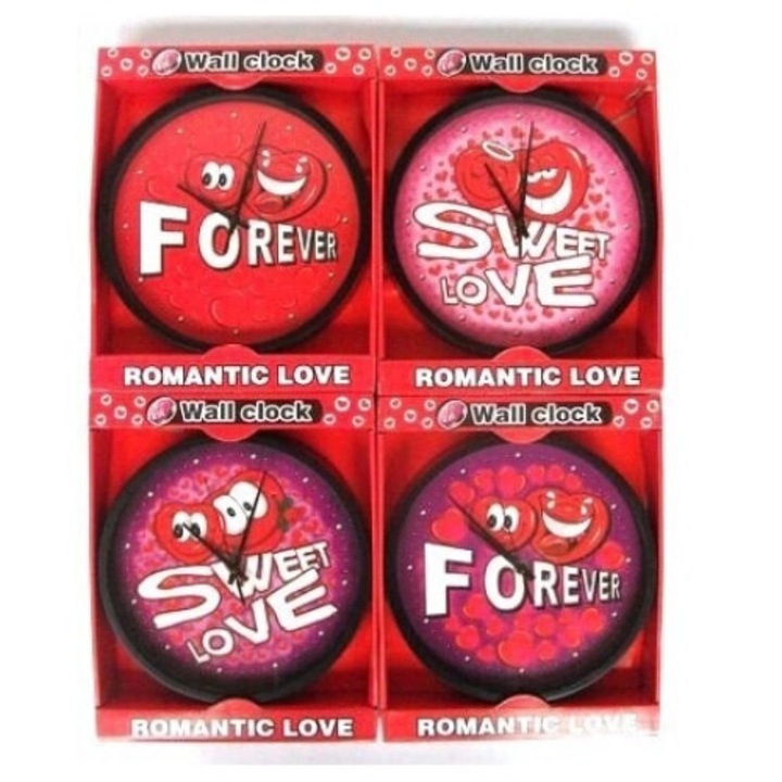 GAJO dekoratív óra, 25 cm-es falióra, szív alakú, többszínű