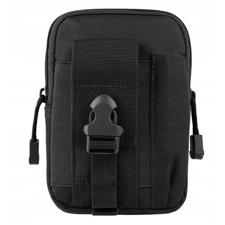 Azaris férfi taktikai táska, 2 rekeszes, 12x18x6 cm, nylon, fekete