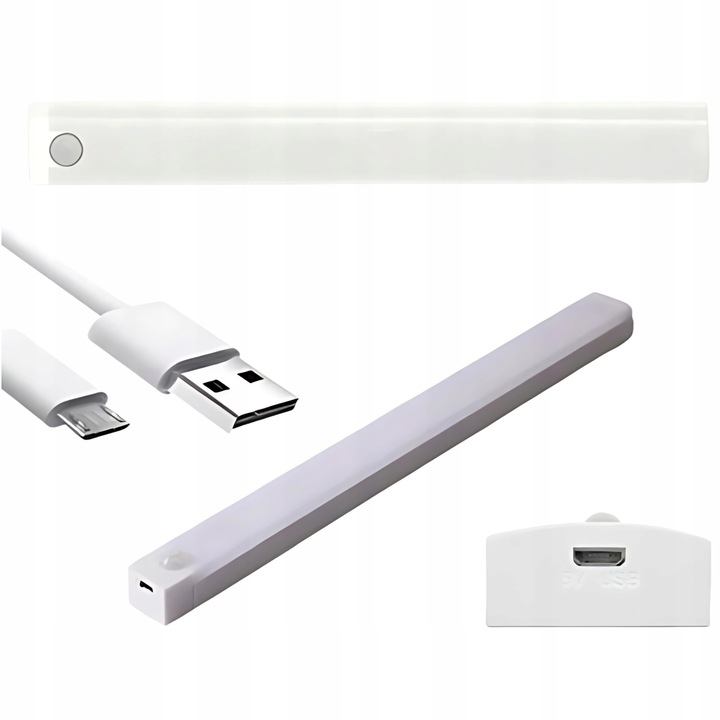 Öntapadós LED lámpa mozgásérzékelővel, Azaris, 50 cm, fehér, USB-ről táplált