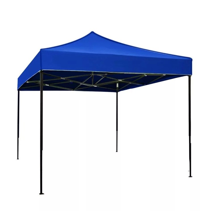 Cort Pliabil Evenimente, Cadru Metalic, 2 x 2 m, OPTIM SOLUTION, pentru Gradina, Terasa, Exterior, Impermeabila, Protectie UV, Ploaie, Deschidere Tip Harmonica, Invelis Material Textil Oxfort 700D, Fixare Rapida, Usoara, Picioare Telescopice, XTO, Blue