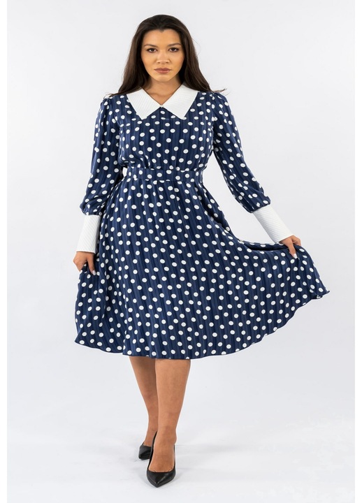 Синя рокля на бели точки Nada, Син