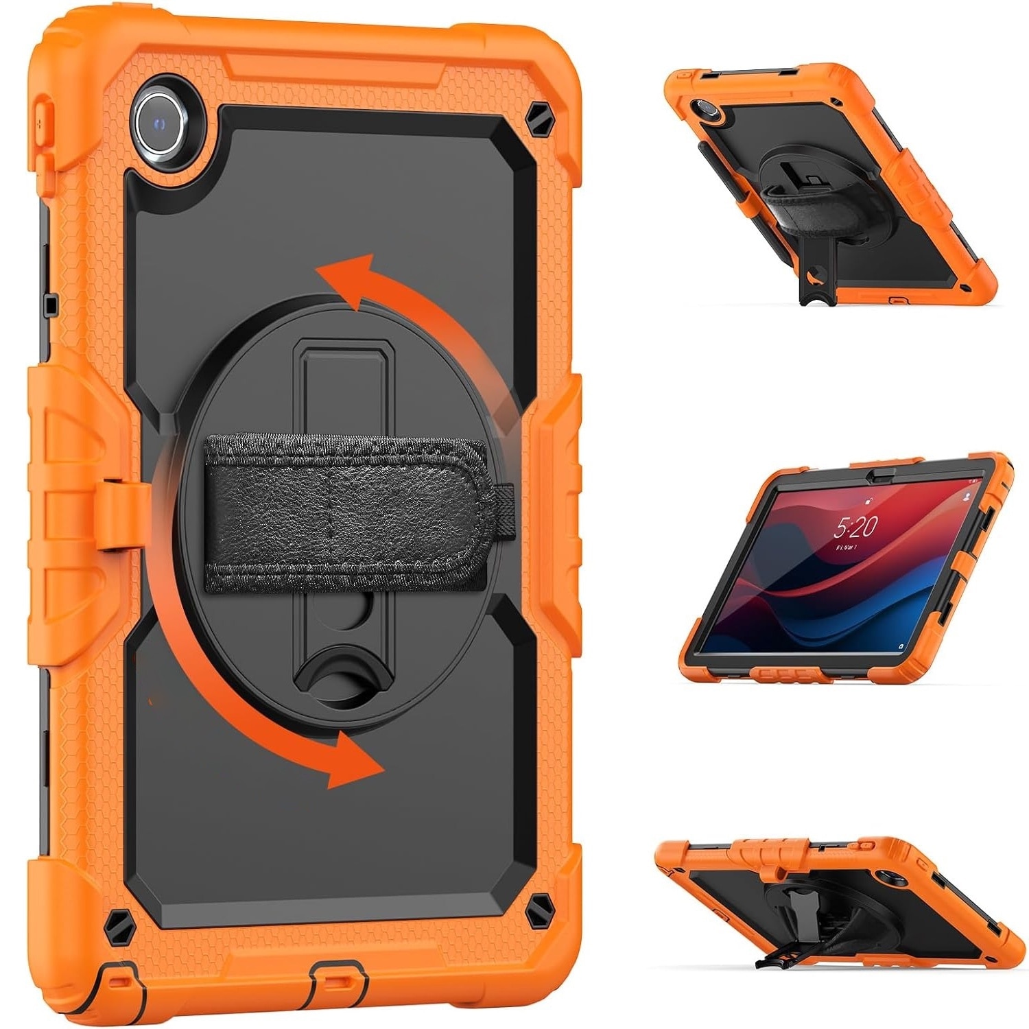 Husa protectie tableta pentru LENOVO Tad11 2024 TB331FC /T ab M11 TB330FU, Fudisenn®, cu Curea de Curele de umar si Folie Protectoare, Rotire La 360°, Rezistent la Socuri si la cadere, Dispozitiv de Sustinere in Toate Directiile, Portocalie