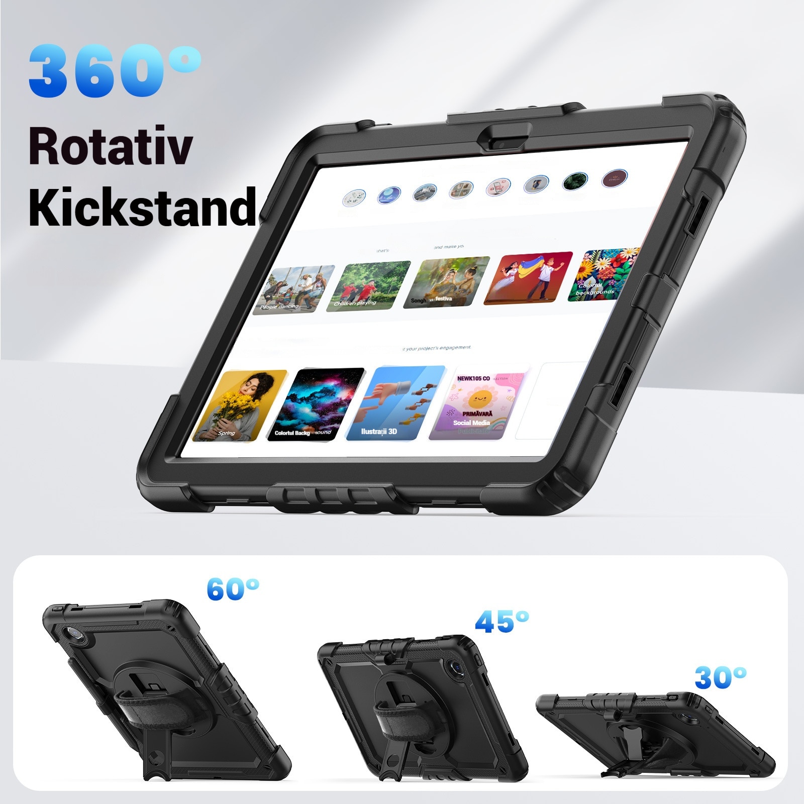 Husa protectie tableta pentru LENOVO Tad11 2024 TB331FC /T ab M11 TB330FU, Fudisenn®, cu Curea de Curele de umar si Folie Protectoare, Rotire La 360°, Rezistent la Socuri si la cadere, Dispozitiv de Sustinere in Toate Directiile, Negru