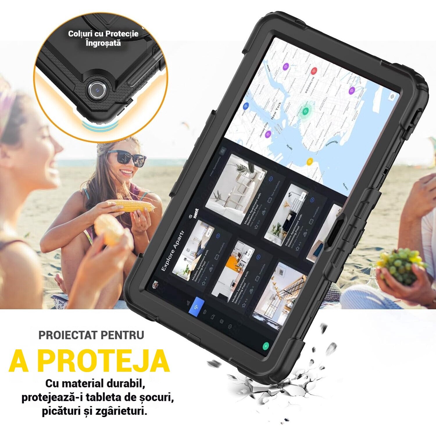Husa protectie tableta pentru LENOVO Tad11 2024 TB331FC /T ab M11 TB330FU, Fudisenn®, cu Curea de Curele de umar si Folie Protectoare, Rotire La 360°, Rezistent la Socuri si la cadere, Dispozitiv de Sustinere in Toate Directiile, Negru