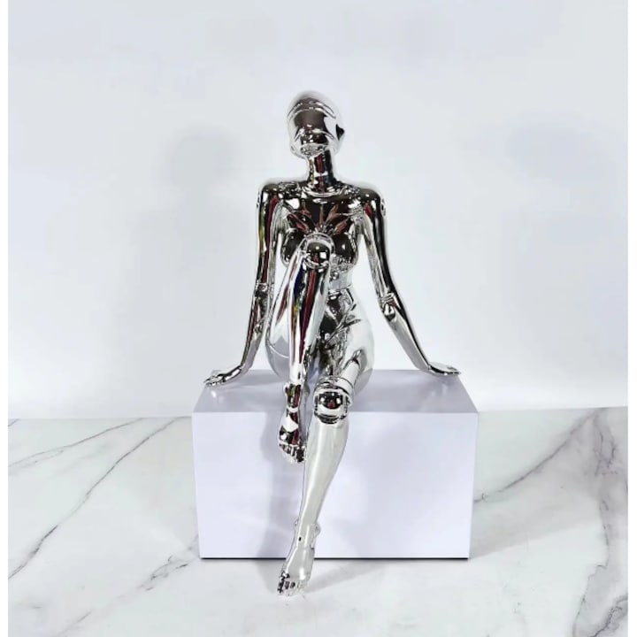 Статуетка Genoid Cyberpunk Hajime Sorayama, сребриста, 25x18x42 cm